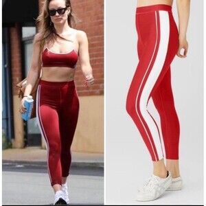 ALO Yoga Airlift Car Club SET Sports Bra Red/White Leggings XS Small